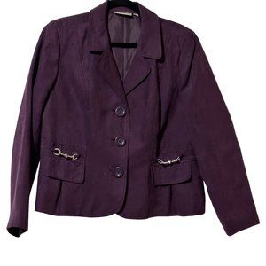 Vintage Studio Works Petite size 12 plum button front lined long sleeve blazer
